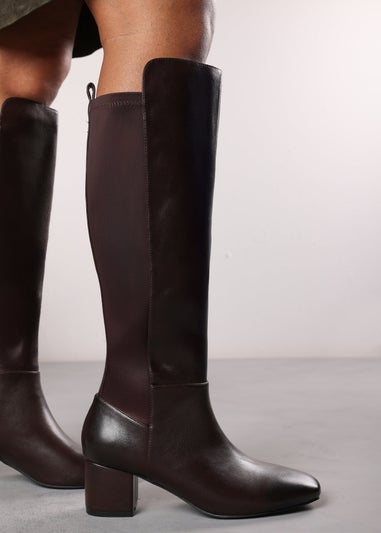 Where's That From Beau Wide-Fit Brown PU Knee High Boots