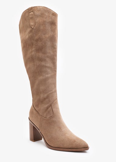 Where's That From Regina Camel Suede Knee High Block Boots