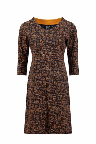 Weird Fish Midnight Starshine Printed Jersey Dress