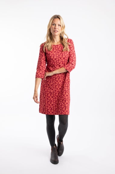 Weird Fish Garnet Starshine Printed Jersey Dress