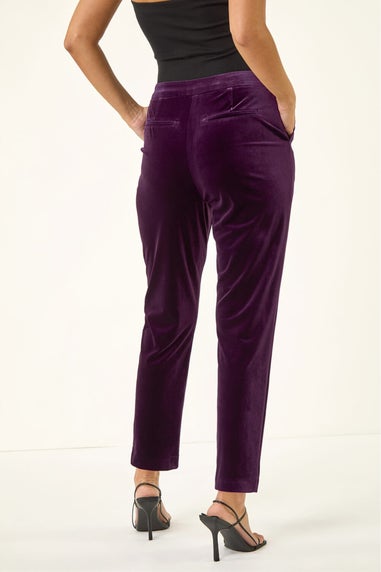 Dusk Purple Velvet Cigarette Stretch Trouser