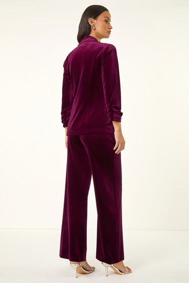 Dusk Burgundy Double Breasted Velvet Blazer