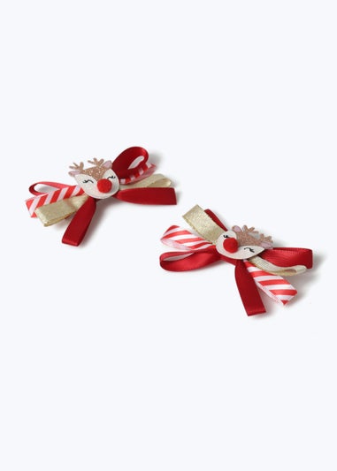Muse Red Christmas Reindeer Hair Bows