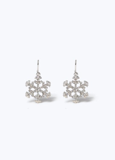 Muse Silver Christmas Snowflake Drop Earrings