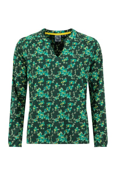 Weird Fish Forest Night Brooke Printed V Neck Jersey Top