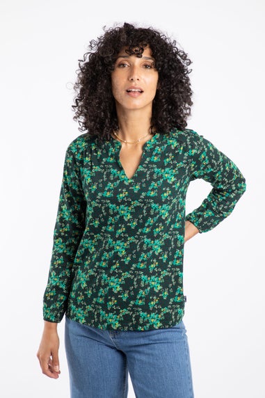 Weird Fish Forest Night Brooke Printed V Neck Jersey Top