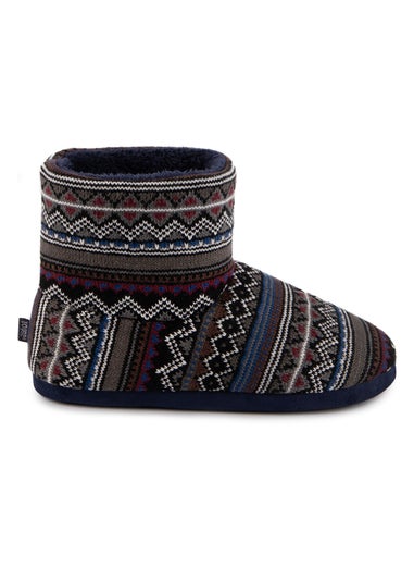 Totes Isotoner Fair Isle Boot Slippers