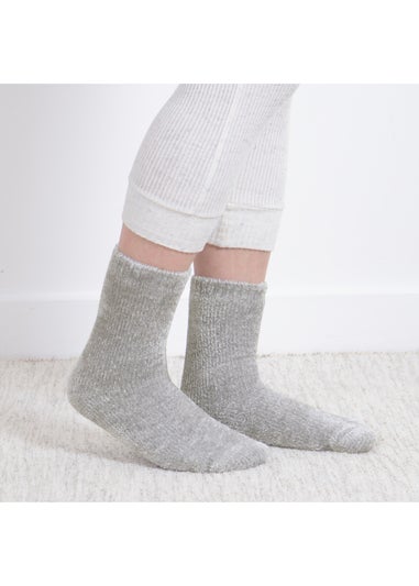 Totes Toasties Ladies Fair Isle & Chenille Supersoft Bed Socks 2 Pack