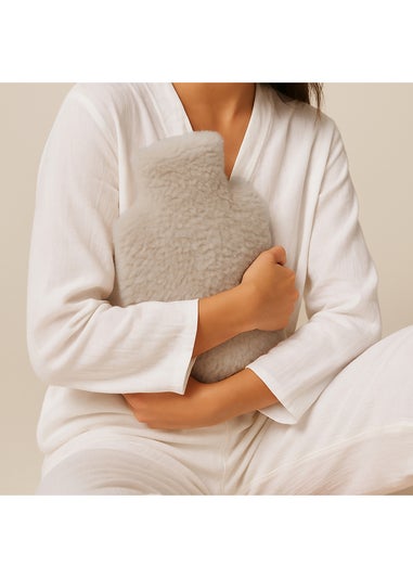 Totes Isotoner Grey Textured Faux Fur Hot Water Bottle