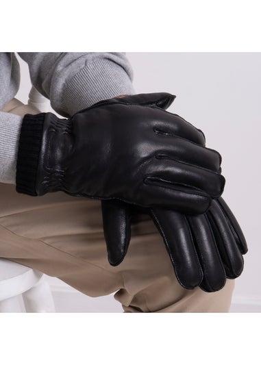 Totes Isotoner Black Premium Leather SmarTouch Glove