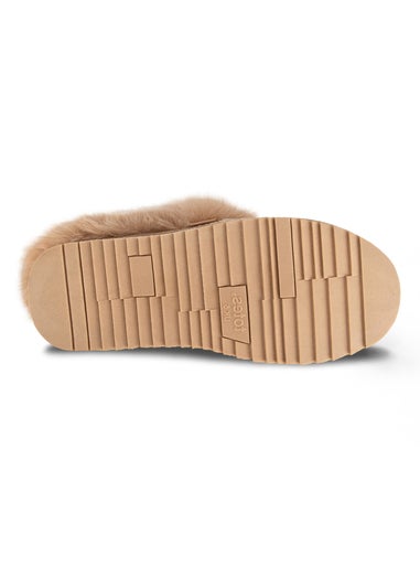 Totes Camel Textured Mule With Chunky Sole