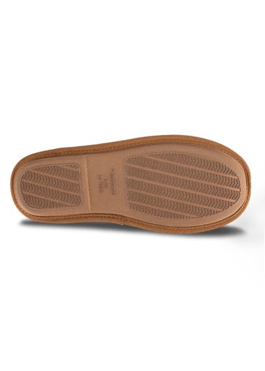 Totes Isotoner Tan Suede Mule With Water Repellency