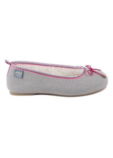Totes Isotoner Grey Herringbone Ballet Slipper