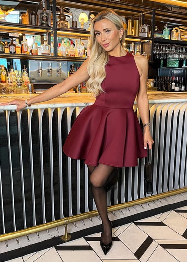 AX Paris Burgundy Scuba Sleeveless Skater Mini Dress