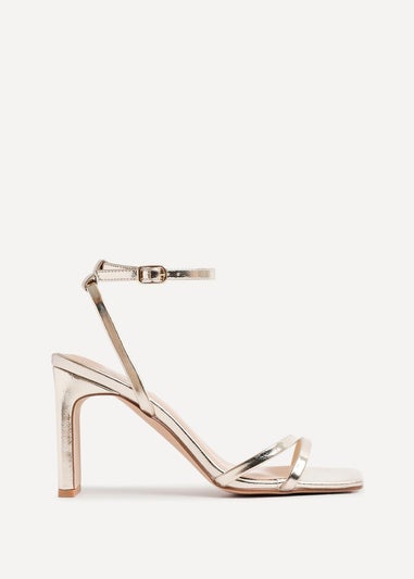 Linzi Gesture Gold Faux Leather Strappy High Heel
