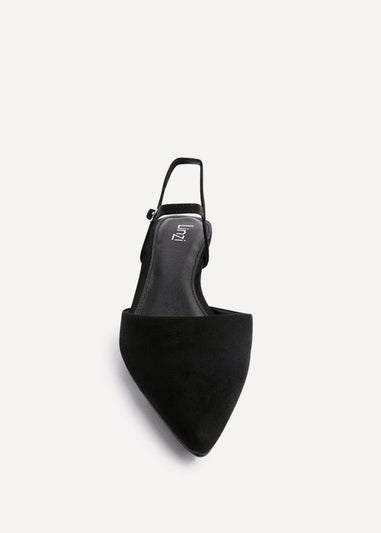 Linzi Vogue Black Faux Suede Kitten Court Heel