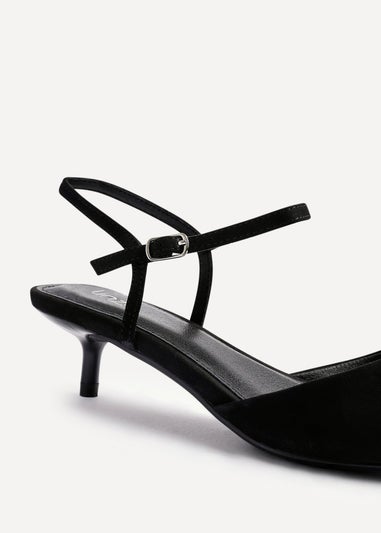 Linzi Vogue Black Faux Suede Kitten Court Heel