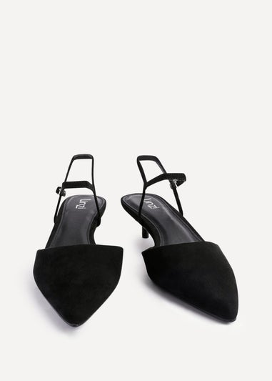 Linzi Vogue Black Faux Suede Kitten Court Heel
