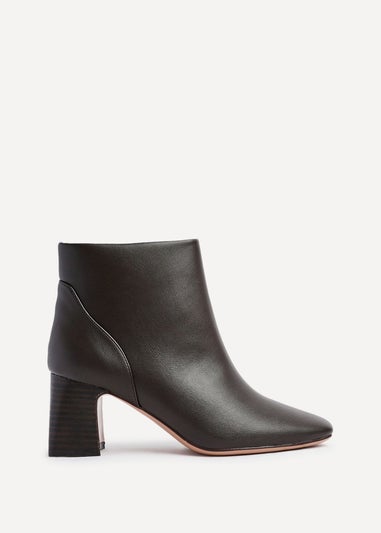 Linzi Cove Brown Faux Leather Soft Square Toe Block Heel Ankle Boot