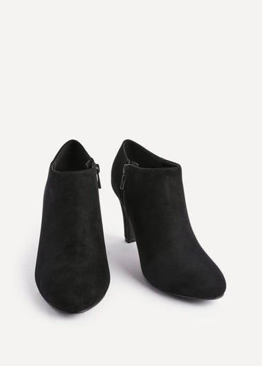 Linzi Wise Black Faux Suede Low Cut Heeled Boot