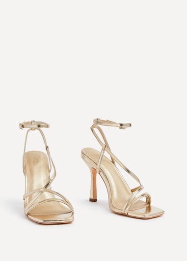 Linzi Savannah Gold Faux Leather Strappy Stiletto High Heel
