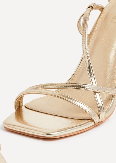 Linzi Savannah Gold Faux Leather Strappy Stiletto High Heel