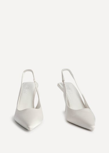 Linzi Matched Ivory Satin Bridal Sling Back Court Heel