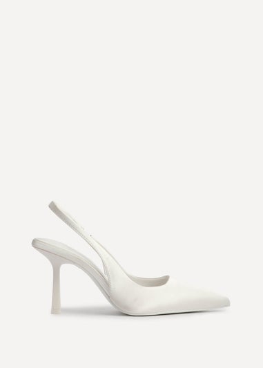 Linzi Matched Ivory Satin Bridal Sling Back Court Heel