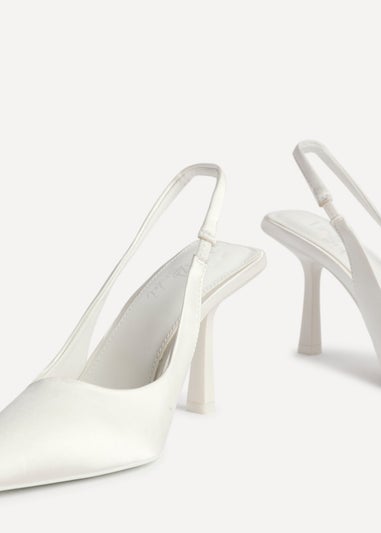 Linzi Matched Ivory Satin Bridal Sling Back Court Heel