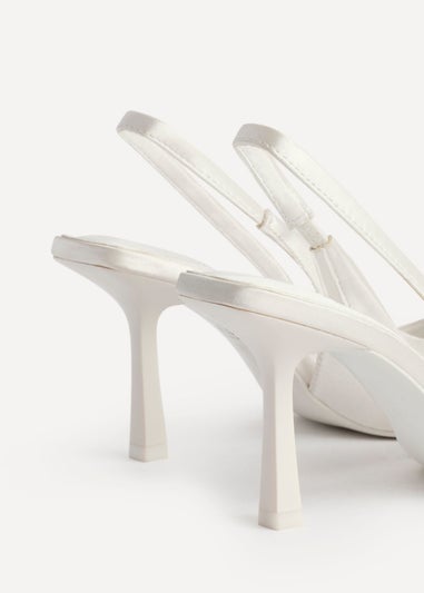 Linzi Matched Ivory Satin Bridal Sling Back Court Heel