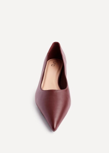 Linzi Zola Burgundy Faux Leather Kitten Court Heel