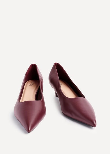 Linzi Zola Burgundy Faux Leather Kitten Court Heel