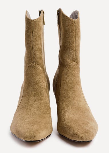 Linzi Calabasas Sand Faux Suede Western Inspired Heeled Boot