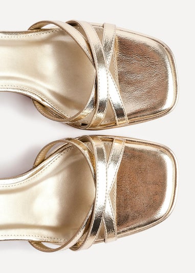 Linzi Faro Gold Faux Leather Strappy Heeled Sandals