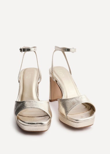 Linzi Diva Gold Faux Leather Platform High Heels