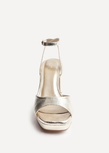 Linzi Diva Gold Faux Leather Platform High Heels