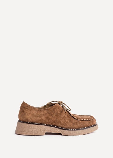 Linzi Perth Tan Faux Suede Laced Chunky Loafer