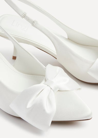 Linzi Merlot Bridal Ivory Satin Slingback Court Heels