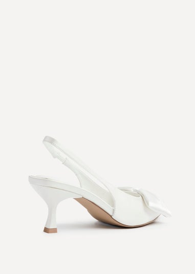 Linzi Merlot Bridal Ivory Satin Slingback Court Heels
