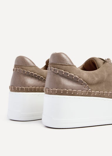 Linzi Harlem Mocha Faux Suede And Leather Mix Platform Trainer