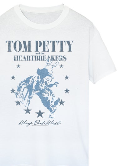 Tom Petty & The Heartbreakers Way Out West White Graphic Boyfriend Fit Music T-Shirt