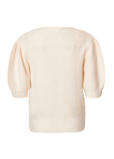 Quiz Cream Puff Sleeve Knit Jumper