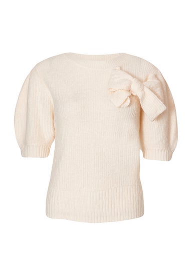 Quiz Cream Puff Sleeve Knit Jumper