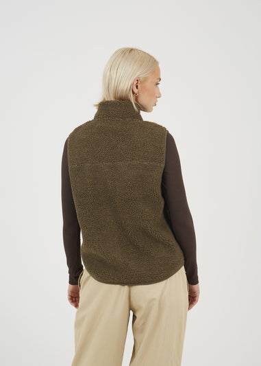 Brave Soul Taupe Zip Through Fleece Gilet