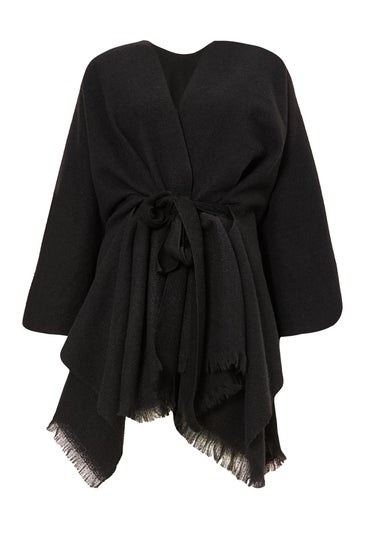 Quiz Black Tie Waist Cape