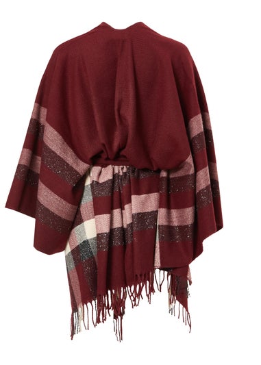 Quiz Burgundy Checked Cape