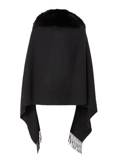 Quiz Black Long Knit Tassel Cape