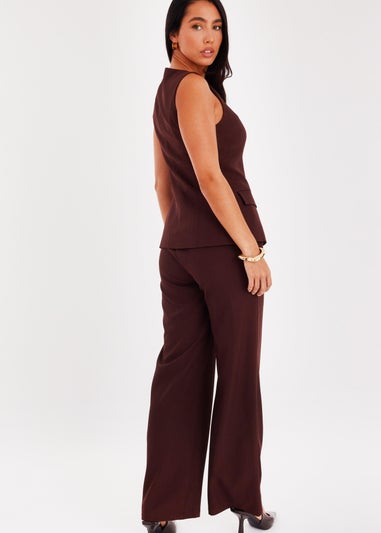 Quiz Brown Button Front Waistcoat