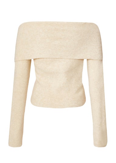 Quiz Stone Bardot Chain Front Jumper