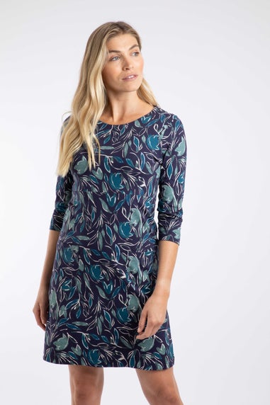 Weird Fish Estate blue Starshine Printed Jersey Dress